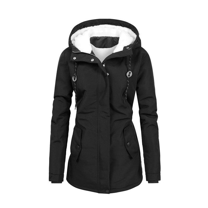 Drune | Mit Fleece gefütterte Damenjacke mit Kapuze und Kordelzug