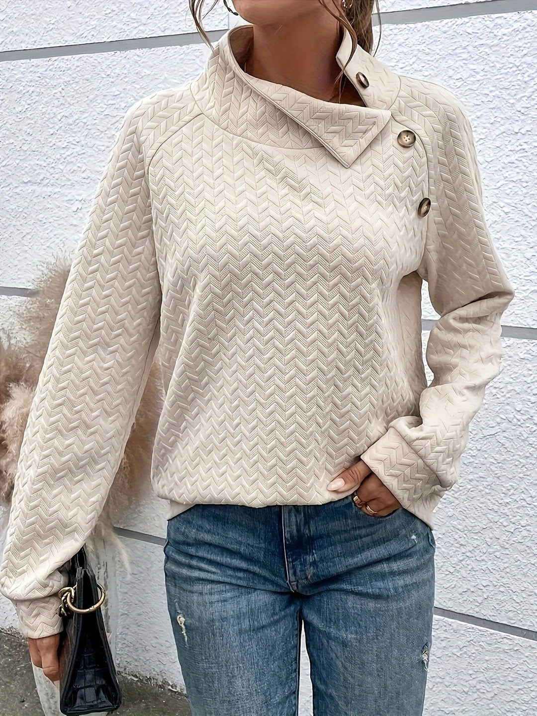 Drune | Leichtgewicht Pullover mit Hohem Kragen und Knöpfen Polyester Elegant und Komfortabel