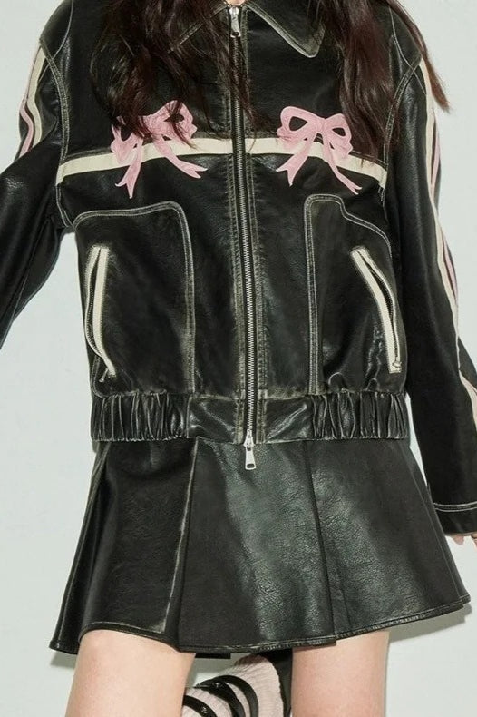 Drune | Dekor Faux Leder Bikerjacke