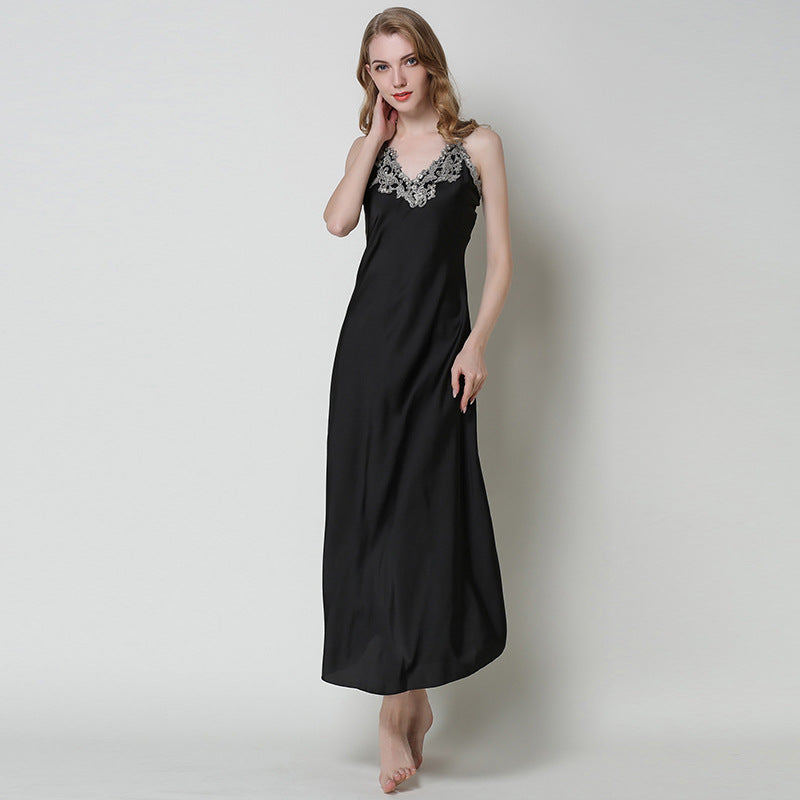 Damen elegantes Nachthemd mit filigraner Spitzenapplikation Drune