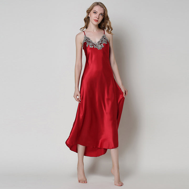 Damen elegantes Nachthemd mit filigraner Spitzenapplikation Drune