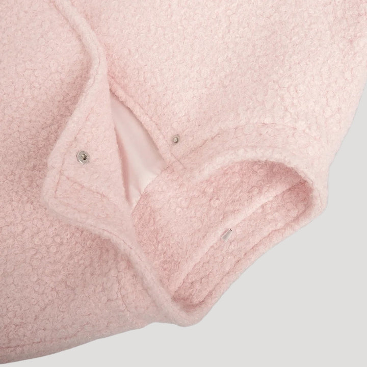 Drune | Damen Boucle Teddy Bomber Jacke pink mit Reißverschluss