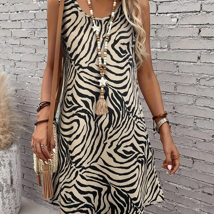Drune | Kleid Ohne Ärmel Zebra Sommerrock A-Linie