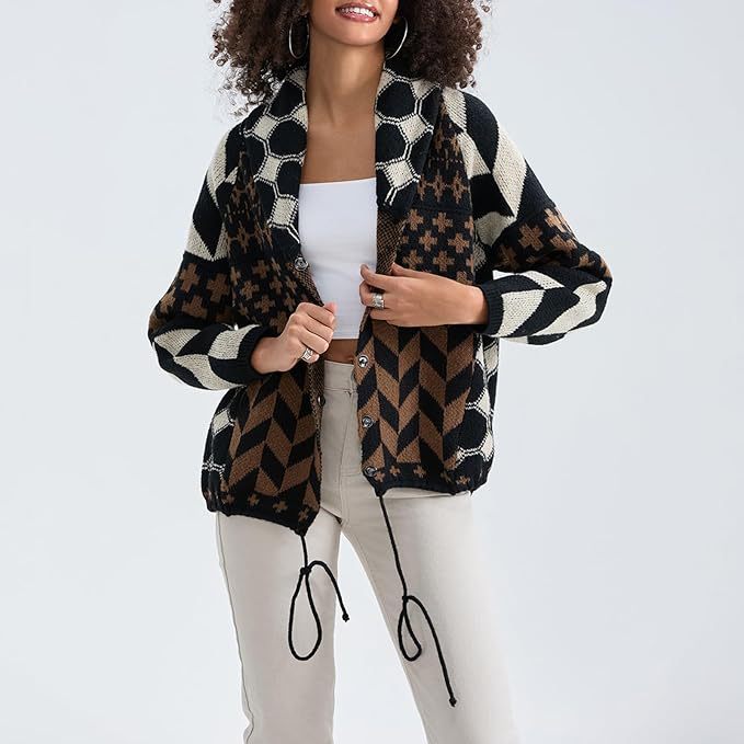 Drune | Cozy soft jacket with modern geometric patterns