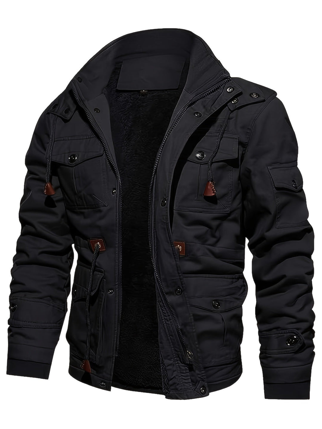 Drune | Warme Fleece Kapuzen-Cargo-Outdoorjacke Für Herren - Perfekt für Outdoor-Aktivitäten