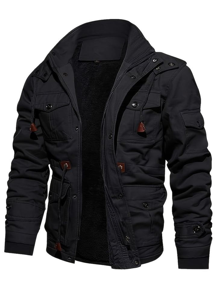 Drune | Warme Fleece Kapuzen-Cargo-Outdoorjacke Für Herren - Perfekt für Outdoor-Aktivitäten