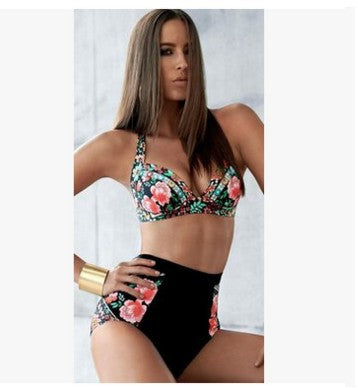 Damen Hoch tailliertes Floral-Bikini-Set Drune