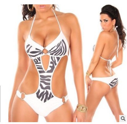 Damen Einteiliger Badeanzug mit aufregenden Cut-Outs und Zebra-Design Drune