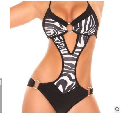 Damen Einteiliger Badeanzug mit aufregenden Cut-Outs und Zebra-Design Drune