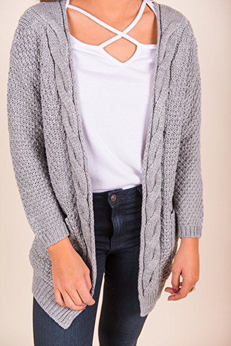 Damen Grobstrick-Cardigan mit asymmetrischem Design und lässigen Ärmeln Drune