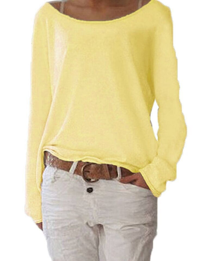 Damen lässiger und leichter Pullover mit weit ausgeschnittenem Halsausschnitt Drune