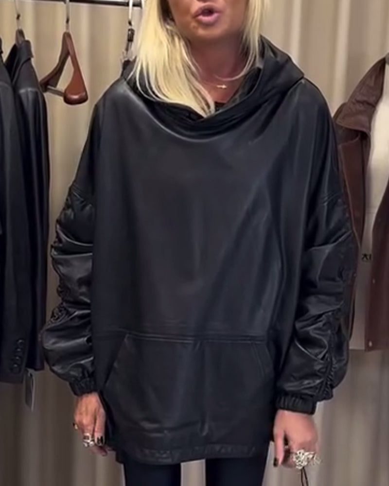 Drune | Kapuzenpullover Aus Pu Leder