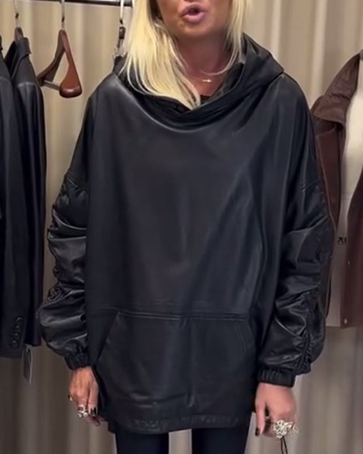 Drune | Kapuzenpullover Aus Pu Leder