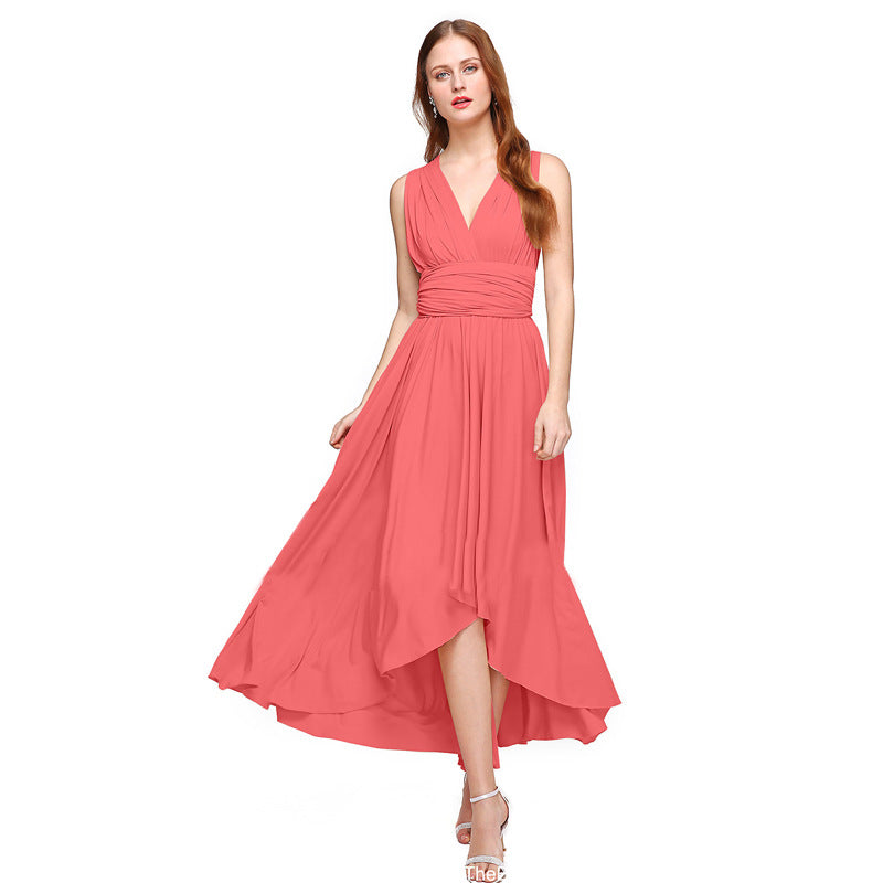Damen Elegantes Maxikleid mit Wickeloptik und asymmetrischem Saum Drune