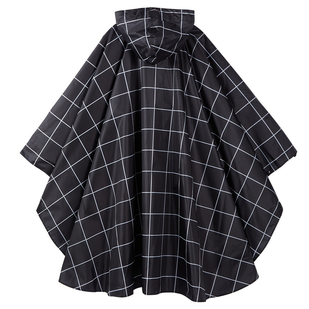 Drune | Sportliche Damen Regenponcho Mit Kapuze Und Geometrischem Muster