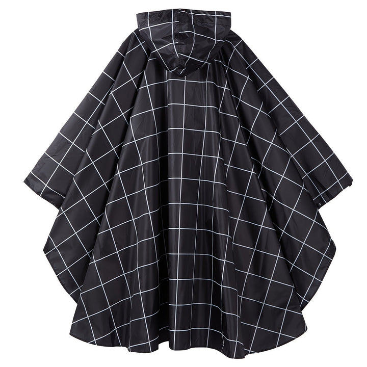 Drune | Sportliche Damen Regenponcho Mit Kapuze Und Geometrischem Muster