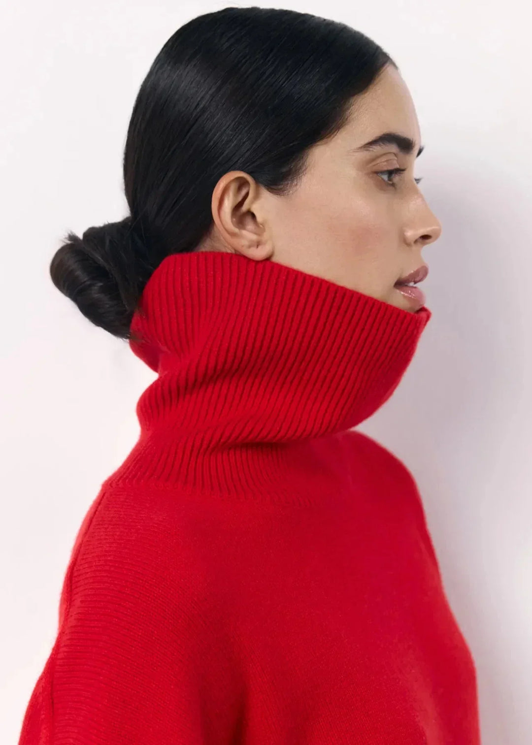 Drune | Übergroßer roter Rollkragen-Strickpullover