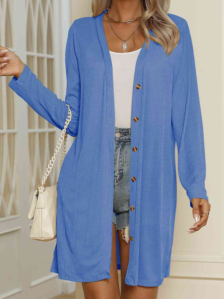 Drune | V-Ausschnitt Knopf-Oben Langarm Cardigan