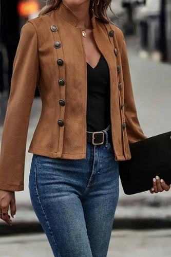 Drune | Kragen Offene Vorderseite Knopf Dekor Jacke