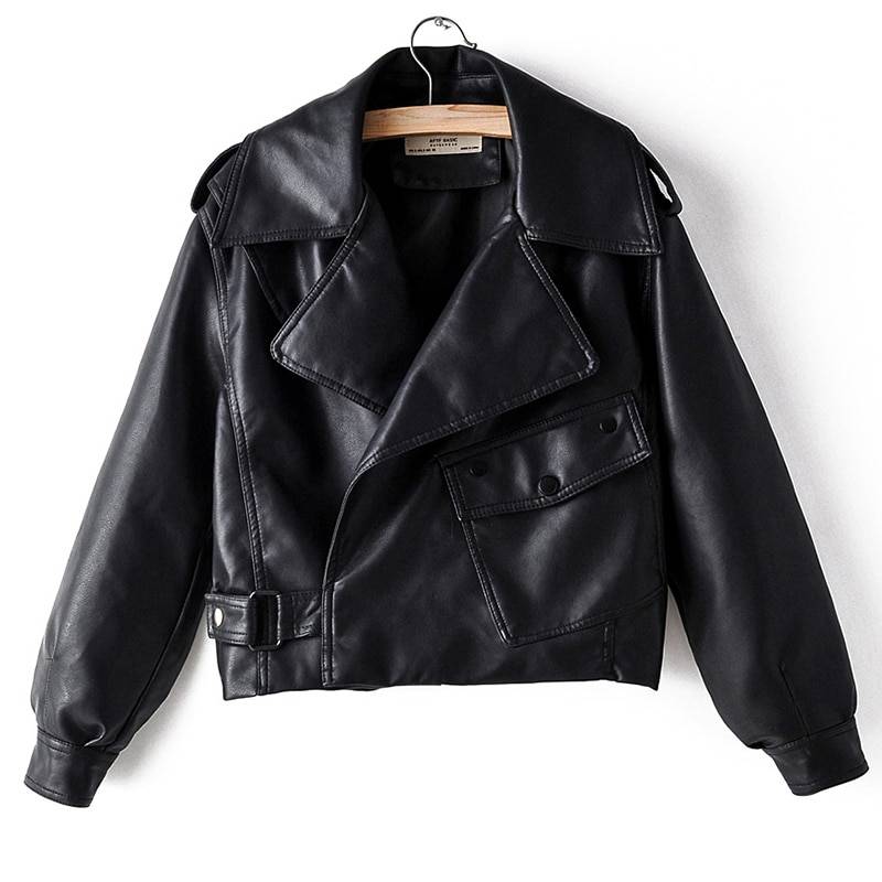 Drune | PU Leder Motorradjacke - Kühn & Draufgängerisch - Verstellbarer Gürtel - Markenoberbekleidung