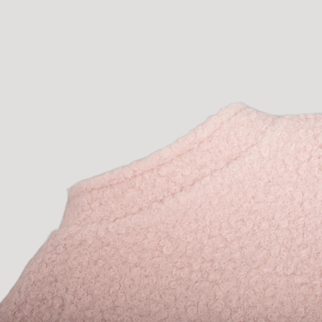 Drune | Damen Boucle Teddy Bomber Jacke pink mit Reißverschluss