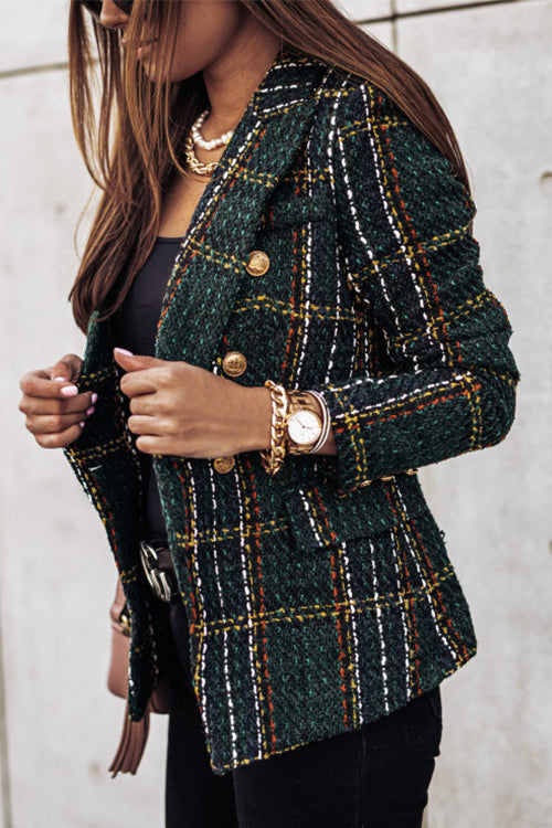 Drune | Gepunkteter Offene Front Karo Blazer Jacke