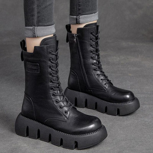 Drune | Combat Boots mit Plateau & Reißverschluss - Streetstyle & Edge