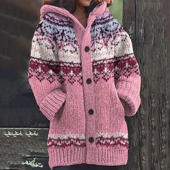 Drune | Warmer Strickcardigan mit Print