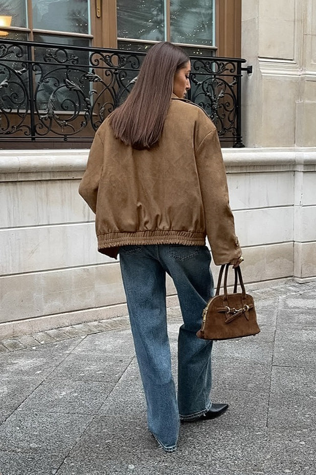 Drune | Khaki Wildleder Kragenjacke