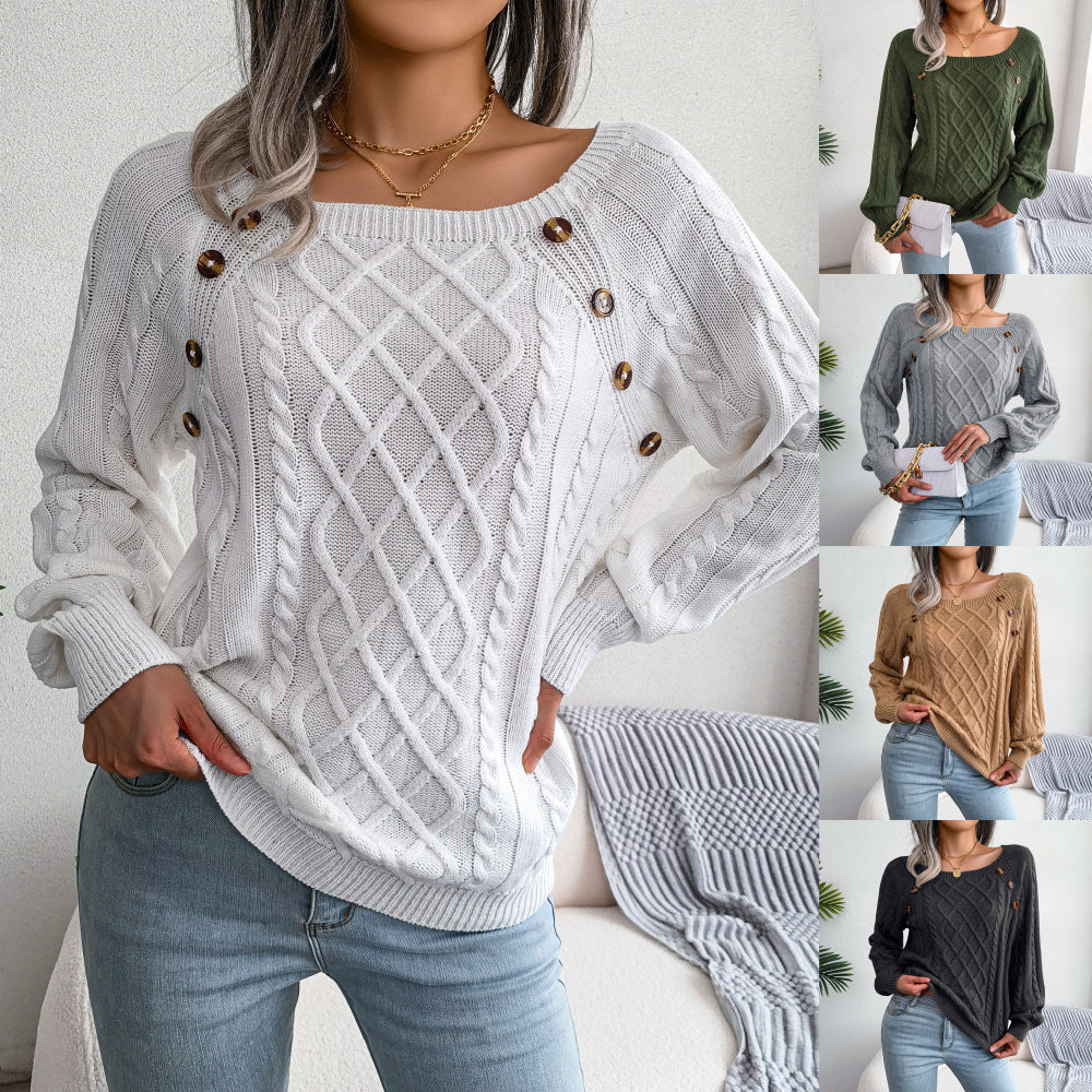 Drune | Modischer Pullover mit quadratischem Ausschnitt