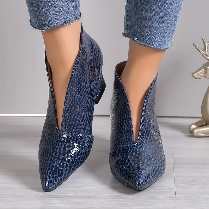 Drune | Glänzende Croco Print Stiefeletten