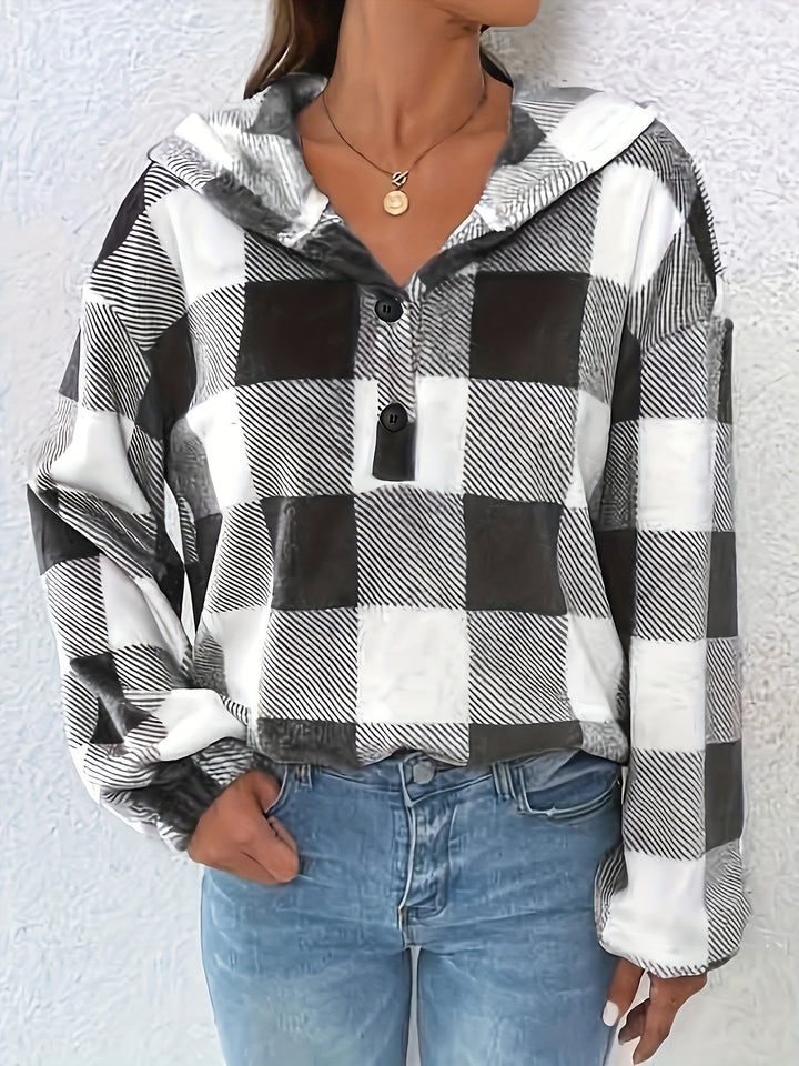 Drune | Flannel Karierter Hoodie Baumwolle und Polyester Trendig und Komfortabel