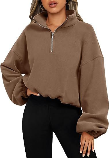 Drune | Damen Sweatshirt mit Halb-Zip und Stehkragen