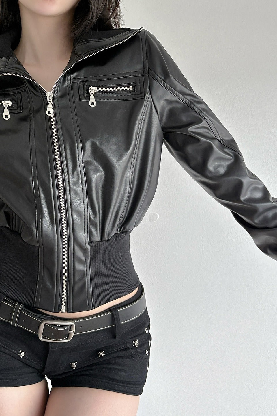 Drune | Taillenkürzlederjacke