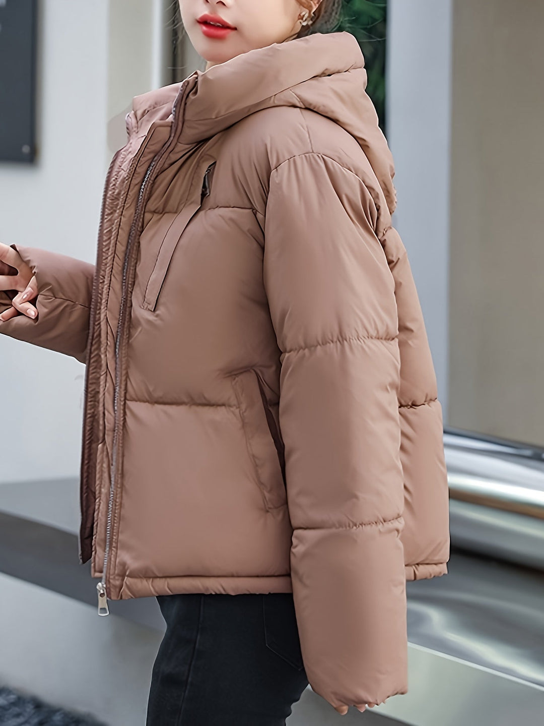 Drune | kurze Puffer-Winterjacke mit Kapuze für Damen - Perfekt für Winter