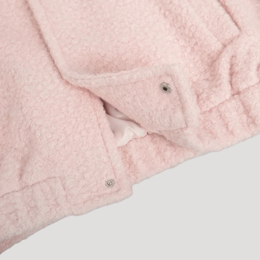 Drune | Damen Boucle Teddy Bomber Jacke pink mit Reißverschluss