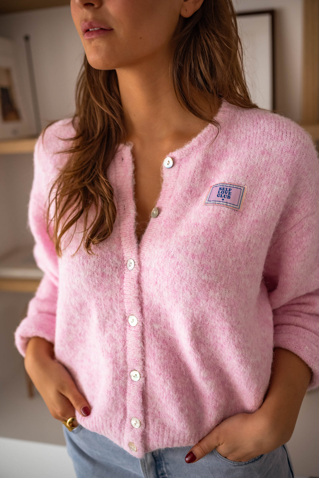 Drune | Chic pink quilted cardigan for layered looks