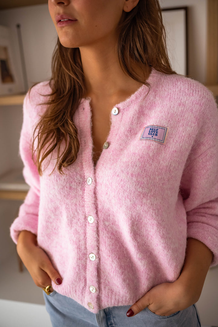 Drune | Chic pink quilted cardigan for layered looks
