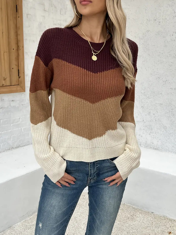 Drune | Farbblock Rundhals Pullover Mit Weichem Stoff