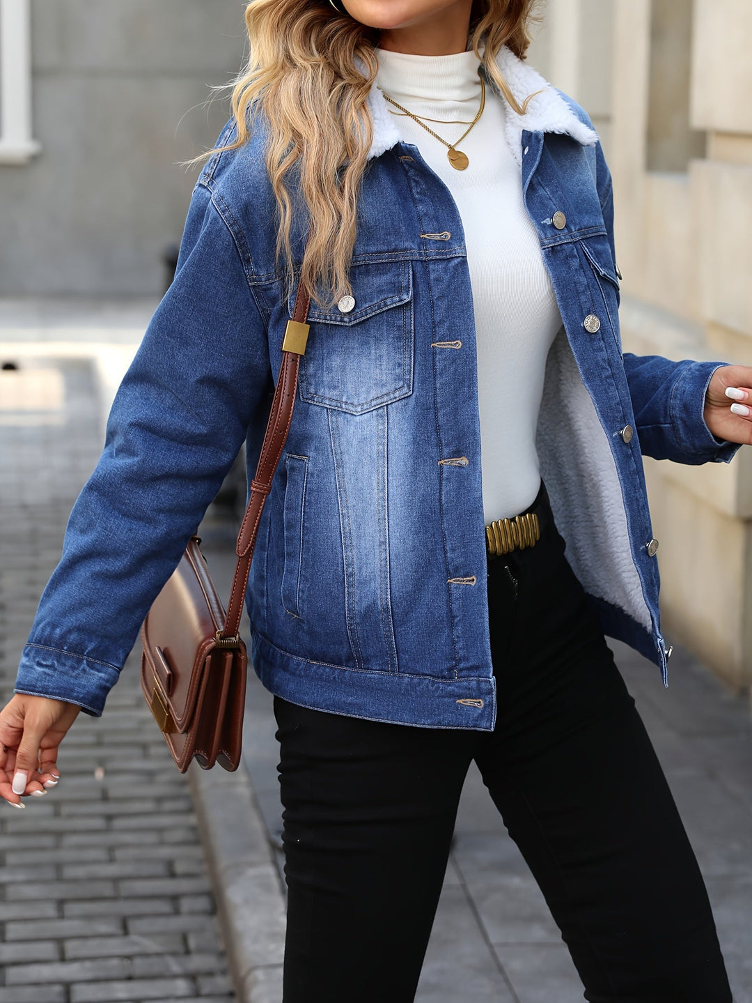 Drune | Denimjacke mit Fleecekragen Baumwolle Warm und Stilvoll