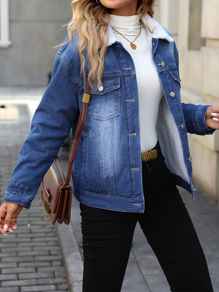 Drune | Denimjacke mit Fleecekragen Baumwolle Warm und Stilvoll
