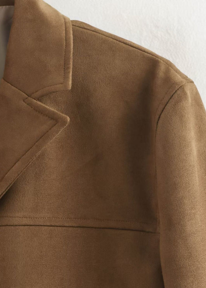 Drune | Wildleder Knopf-Front Blazer mit Pattentaschen