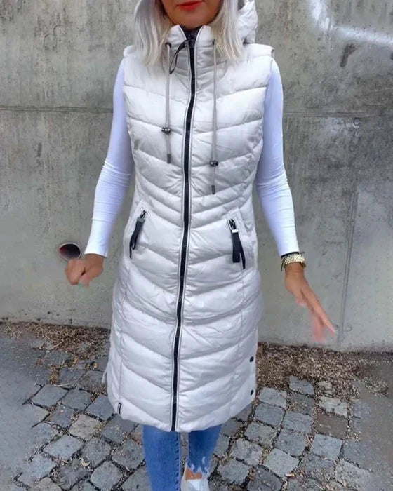 Drune | Ärmellose, Lässige Steppjacke mit Kapuze und Reißverschluss