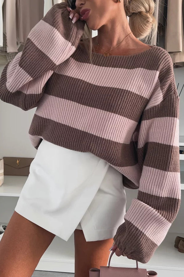 Drune | gestreifter Strickpullover mit Rundhalsausschnitt