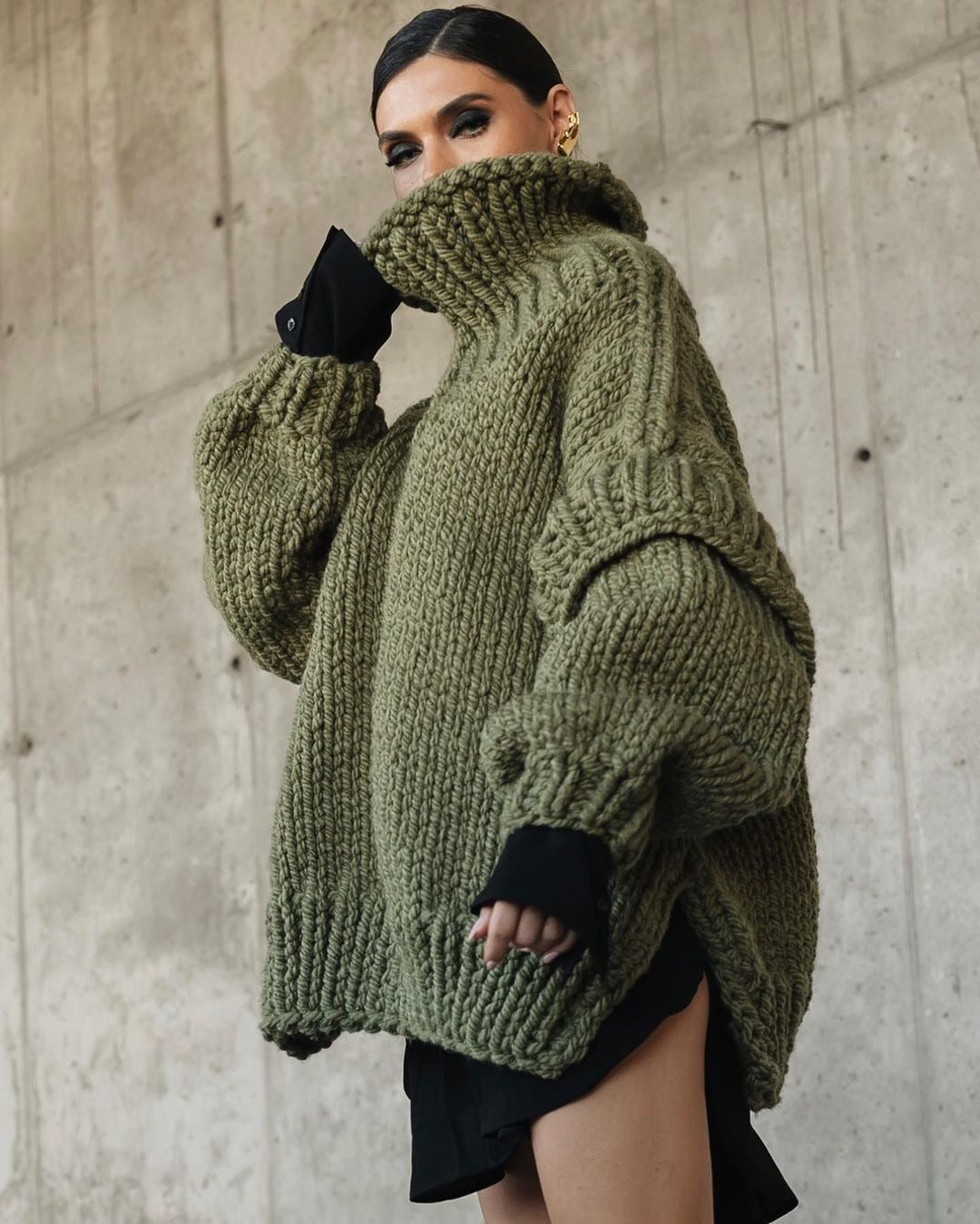 Drune | Chunky knit oversized roll-neck sweater for women