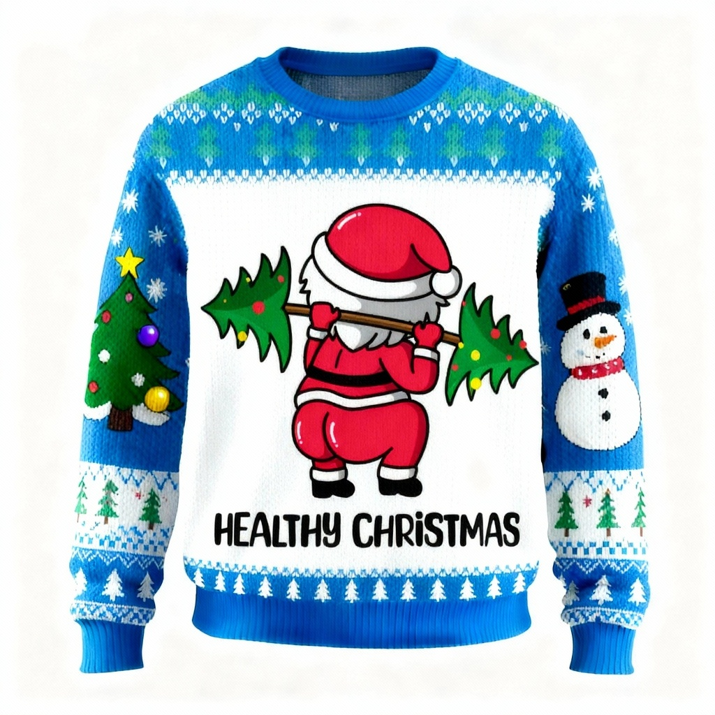 Drune | Lustiges Weihnachtsgeschenk Santa Print Sweater - Hässlicher & Gemütlicher Unisex Pullover