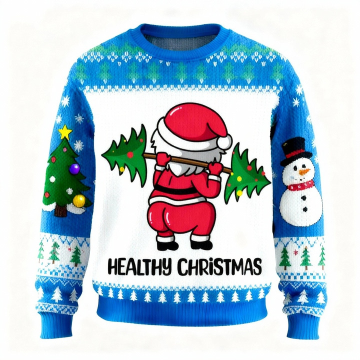 Drune | Lustiges Weihnachtsgeschenk Santa Print Sweater - Hässlicher & Gemütlicher Unisex Pullover