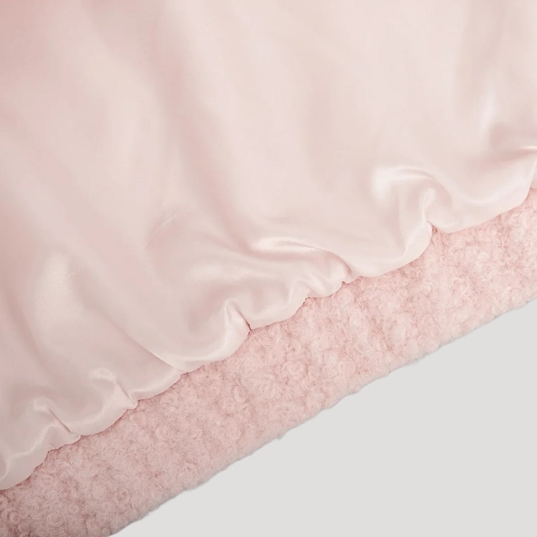 Drune | Damen Boucle Teddy Bomber Jacke pink mit Reißverschluss