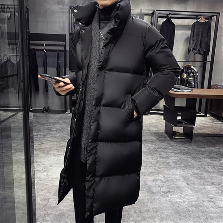 Drune | Herren Langer Steppmantel Mit Hohem Kragen Design
