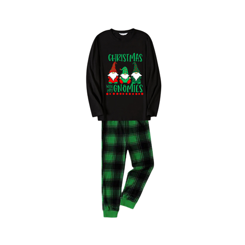 Drune | Schwarzes Top und grüne karierte Hose Weihnachts-Pyjama-Set mit 
